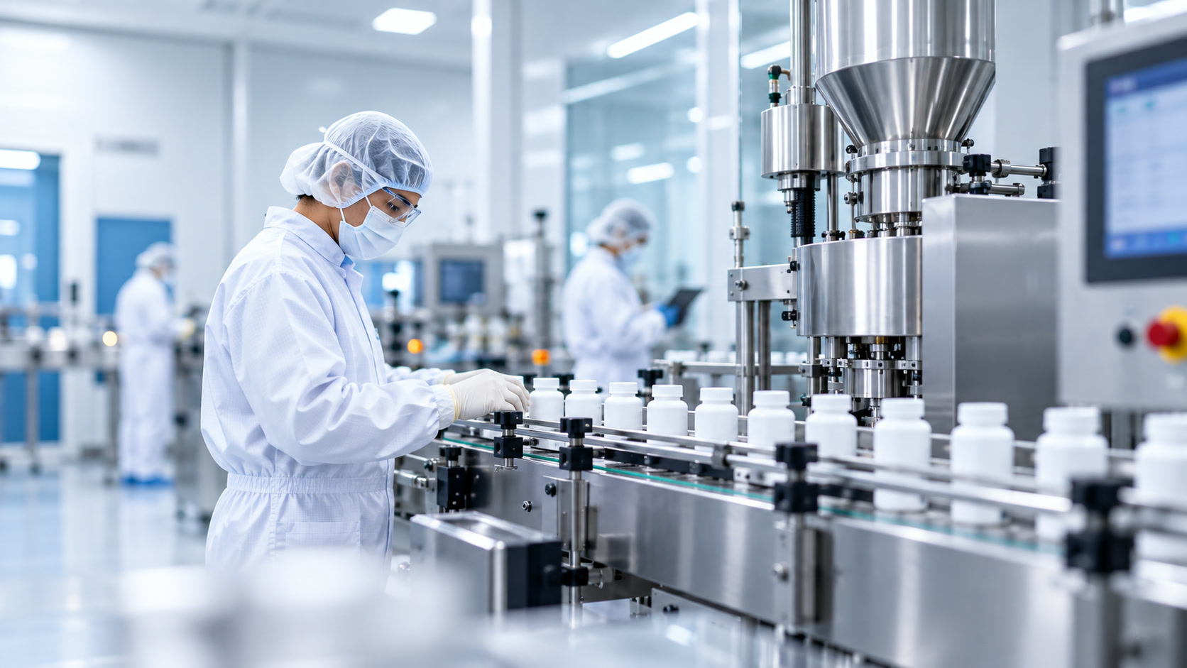 Automated pharmaceutical bottle filling and packaging facility